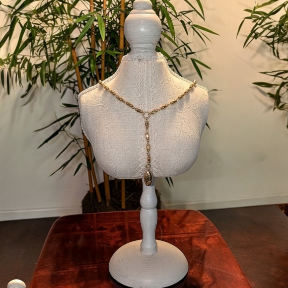 Vintage Liz Clairborne Designer Lariat Necklace W/ Ceramic Blue Egg Trinket Dish - Picture 2 of 5